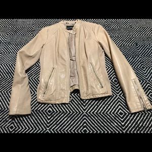 Tan vegan leather Moto Jacket